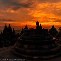 Buy canvas prints of View at sunrise of Borobudur religious temple Java  by Spotmatik 