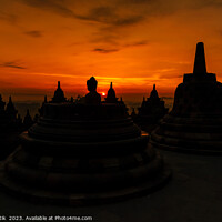 Buy canvas prints of Sunrise over Borobudur a religious ruined temple Java  by Spotmatik 