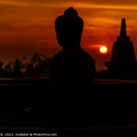 Buy canvas prints of Early morning view sunrise Borobudur religious temple Java by Spotmatik 