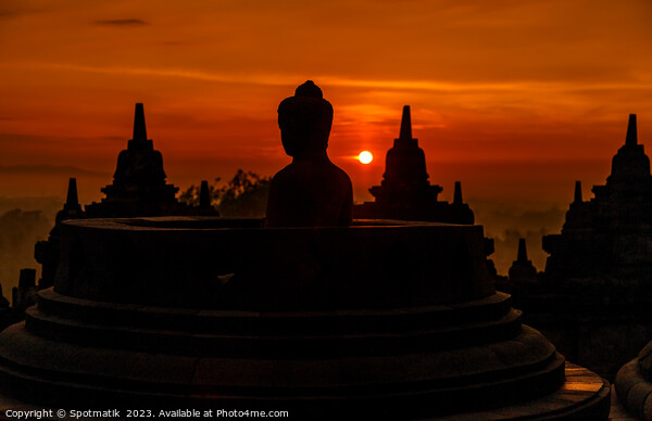 Java Borobudur temple at sunrise Buddhism and Hinduism  Picture Board by Spotmatik 