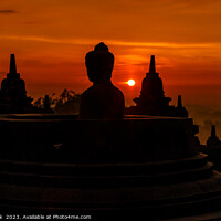 Buy canvas prints of Java Borobudur temple at sunrise Buddhism and Hinduism  by Spotmatik 