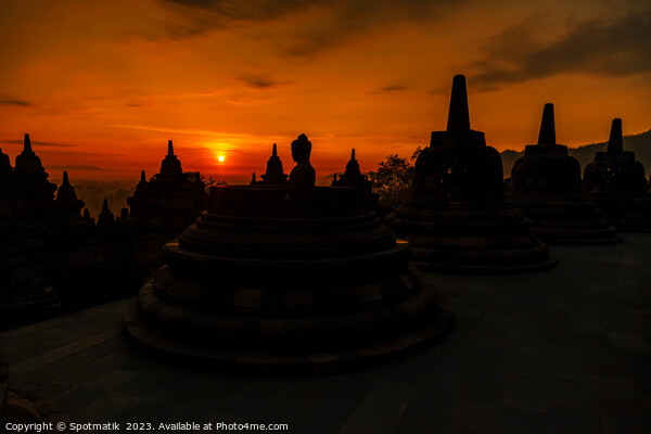 Early morning view at sunrise Borobudur religious temple  Picture Board by Spotmatik 