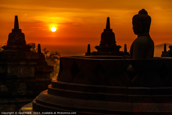 Java Borobudur Buddhism temple at sunrise religious worship  Picture Board by Spotmatik 