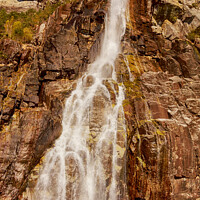 Buy canvas prints of View of Norwegian waterfall cascading into Lysefjorden fjord  by Spotmatik 