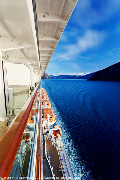 Cruise Ship balcony view of scenic Norwegian Fjord  Picture Board by Spotmatik 
