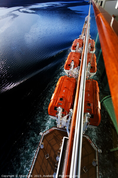 View of Cruise Ship lifeboats from balcony Norway  Picture Board by Spotmatik 
