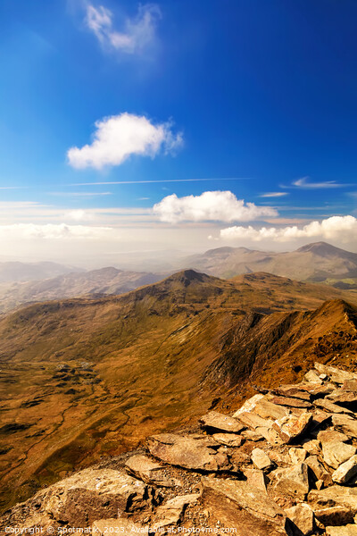 Snowdon Wales remote scenic sunlight mountain view Europe Picture Board by Spotmatik 