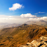 Buy canvas prints of Snowdon Wales remote scenic sunlight mountain view Europe by Spotmatik 
