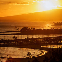 Buy canvas prints of Oahu Island Hawaiian coastal sunset Waikiki Pacific ocean by Spotmatik 