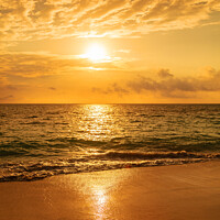 Buy canvas prints of Sunset reflecting on ocean at tourist destination Bahamas by Spotmatik 