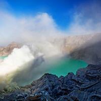 Buy canvas prints of Ijen Java Indonesia smoking acidic crater lake volcano  by Spotmatik 