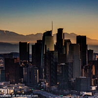 Buy canvas prints of Aerial Panorama view at dawn downtown Los Angeles  by Spotmatik 