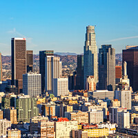 Buy canvas prints of Aerial Los Angeles city skyline Southern California America by Spotmatik 