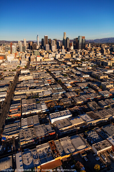Aerial of Urban Los Angeles city skyscrapers America Picture Board by Spotmatik 