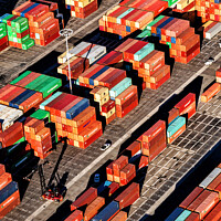 Buy canvas prints of Port of Los Angeles containers ready for shipping  by Spotmatik 