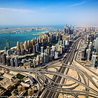 Buy canvas prints of Aerial Dubai city skyscrapers Palm Jumeirah Island UAE  by Spotmatik 