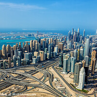 Buy canvas prints of Aerial Dubai city skyscrapers Sheikh Zayed Road Intersection by Spotmatik 