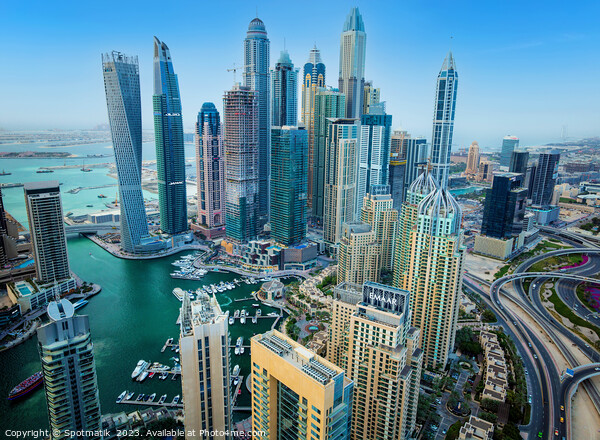 Aerial Dubai cityscape Marina Mall Emirates Middle East  Picture Board by Spotmatik 
