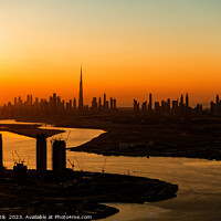 Buy canvas prints of Aerial Dubai sunset a famous travel tourism destination  by Spotmatik 