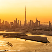 Buy canvas prints of Aerial sunset view of Dubai city skyscrapers UAE by Spotmatik 