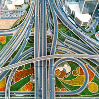 Buy canvas prints of Aerial Dubai highway Intersection Sheikh Zayed Road UAE by Spotmatik 