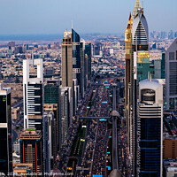 Buy canvas prints of Aerial sunset view Sheikh Zayed Road Highway Dubai  by Spotmatik 