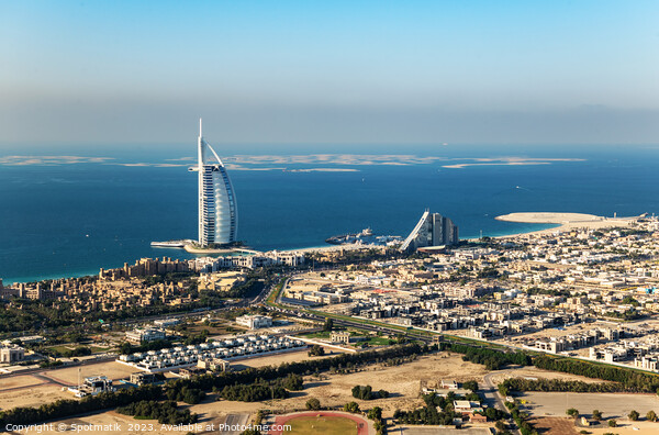 Aerial Burj Al Arab luxury Hotel complex UAE  Picture Board by Spotmatik 