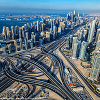 Buy canvas prints of Aerial view of Dubai Interchange Sheikh Zayed Road  by Spotmatik 