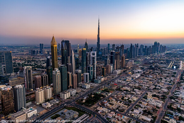Aerial skyline view of Dubai city skyscrapers UAE Picture Board by Spotmatik 