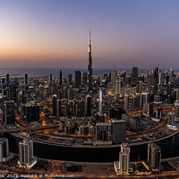Buy canvas prints of Aerial sunset view Dubai Skyline Burj Khalifa Skyscraper  by Spotmatik 