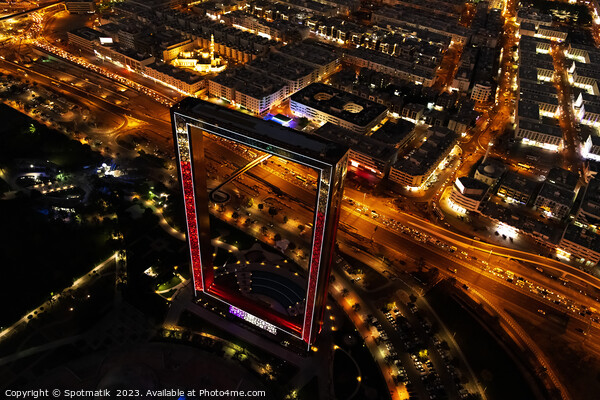Aerial illuminated night view Dubai city Frame UAE  Picture Board by Spotmatik 