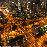 Buy canvas prints of Aerial Dubai view at night Sheikh Zayed Road  by Spotmatik 