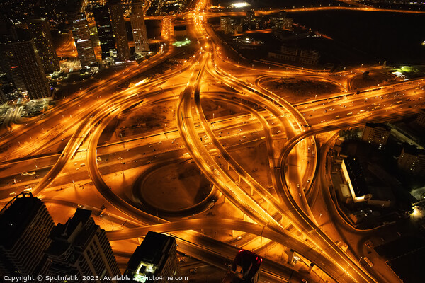 Aerial Dubai view Sheikh Zayed Road at night  Picture Board by Spotmatik 