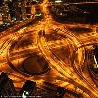 Buy canvas prints of Aerial Dubai view Sheikh Zayed Road at night  by Spotmatik 
