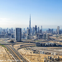 Buy canvas prints of Aerial Panorama view Dubai center city skyscrapers UAE by Spotmatik 