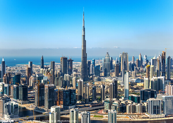 Aerial view of Burj Khalifa city skyscrapers UAE Picture Board by Spotmatik 