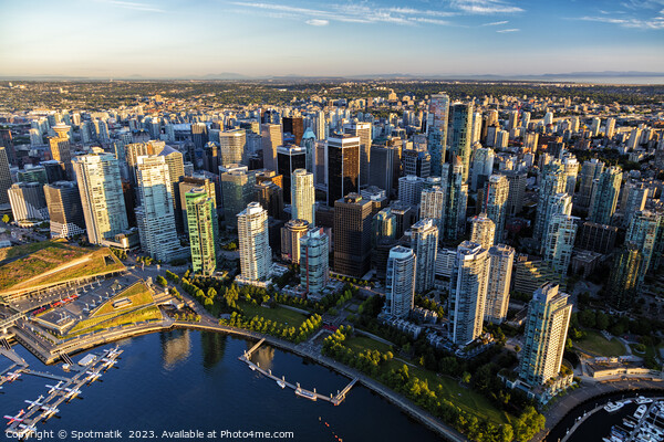 Aerial Vancouver Harbour Skyscrapers Seaplane Picture Board by Spotmatik 