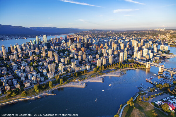 Aerial Vancouver skyscrapers English Bay Burrard Street Bridge  Picture Board by Spotmatik 