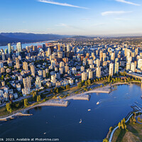 Buy canvas prints of Aerial Vancouver skyscrapers English Bay Burrard Street Bridge  by Spotmatik 
