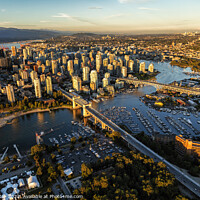 Buy canvas prints of Aerial Vancouver city skyscrapers Burrard Street Bridge Canada by Spotmatik 