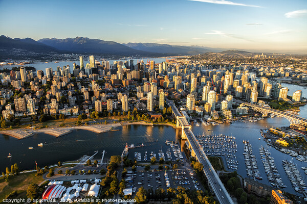 Aerial view Vancouver skyscrapers Burrard Street Bridge Canada Picture Board by Spotmatik 