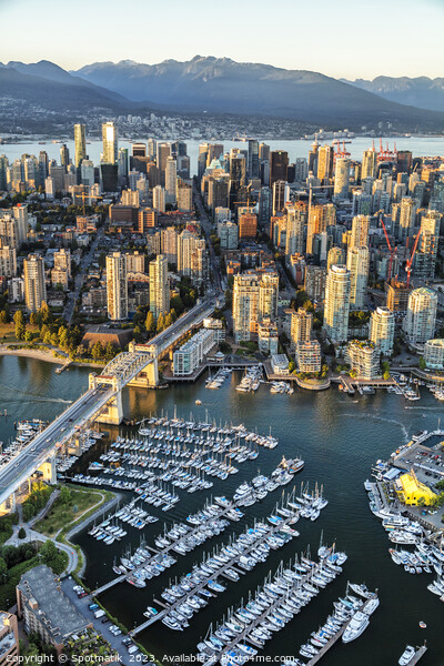 Aerial view of Vancouver skyscrapers Burrard Street Bridge  Picture Board by Spotmatik 