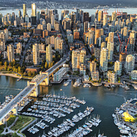 Buy canvas prints of Aerial view of Vancouver skyscrapers Burrard Street Bridge  by Spotmatik 