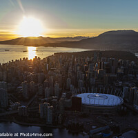 Buy canvas prints of Aerial at sunset over Vancouver BC Place Stadium  by Spotmatik 