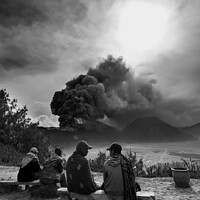 Buy canvas prints of People viewing volcanic activity Mt Bromo Java Indonesian by Spotmatik 