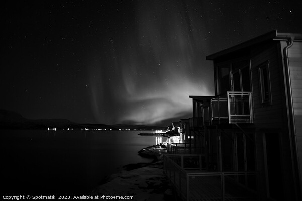 Aurora Borealis in night sky Arctic Circle Norway Picture Board by Spotmatik 