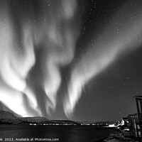 Buy canvas prints of Aurora borealis in Norwegian Fjord lake home Scandinavia by Spotmatik 