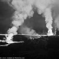Buy canvas prints of Aerial Iceland active molten lava flowing from fissures  by Spotmatik 
