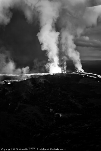 Aerial view of Icelandic active volcanic lava field  Picture Board by Spotmatik 
