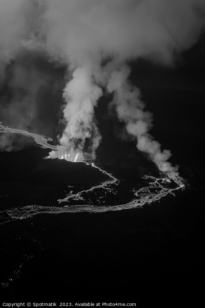 Aerial Iceland rivers of lava flowing from fissures  Picture Board by Spotmatik 